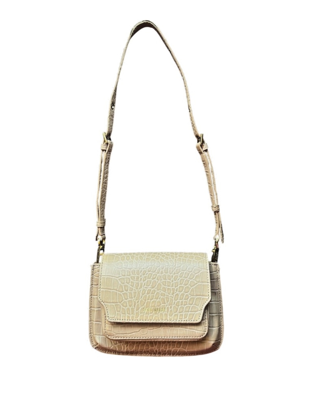 Sans Beast Vegan Leather Reader Satchel Adjustable Crossbody Handbag Nude Croc